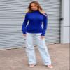 Abardsion Women's Long Sleeve Mock Turtleneck Shirts 2025 Fleece Lined Base Layer Slim Fit Thermal Underwear Tops (Royal Blue, XL) view 4