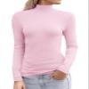 Abardsion Women's Long Sleeve Mock Turtleneck Shirts 2025 Fleece Lined Base Layer Slim Fit Thermal Underwear Tops (Light Pink, XS) view 1