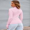 Abardsion Women's Long Sleeve Mock Turtleneck Shirts 2025 Fleece Lined Base Layer Slim Fit Thermal Underwear Tops (Light Pink, XS) view 2