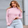 Abardsion Women's Long Sleeve Mock Turtleneck Shirts 2025 Fleece Lined Base Layer Slim Fit Thermal Underwear Tops (Light Pink, XS) view 3