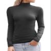 Abardsion Women's Long Sleeve Mock Turtleneck Shirts 2025 Fleece Lined Base Layer Slim Fit Thermal Underwear Tops (Dark Grey, XL)