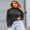 Abardsion Women's Long Sleeve Mock Turtleneck Shirts 2025 Fleece Lined Base Layer Slim Fit Thermal Underwear Tops (Dark Grey, XL) view 3