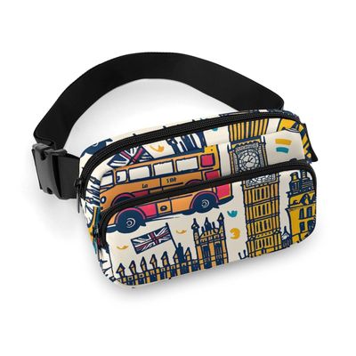 Crossbody Fanny Pack for Women Men Hand Drawn Elements Waist Pack Sports Belt Bag Large Waist Bag with Adjustable Strap Fashion Hip Bum Bag for Workout Running Traveling