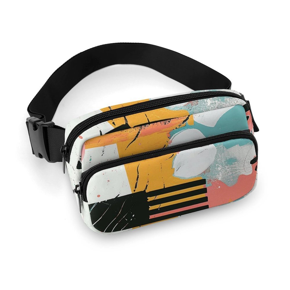Crossbody Fanny Pack for Women Men Abstract Collage Style Waist Pack Sports Belt Bag Large Waist Bag with Adjustable Strap Fashion Hip Bum Bag for Workout Running Traveling