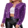 TYNORA Womens Sequin Jackets Long Sleeve Open Front Coat Glitter Short Blazer Casual Coat Party Club Purpke XXL Purple view 1