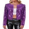 TYNORA Womens Sequin Jackets Long Sleeve Open Front Coat Glitter Short Blazer Casual Coat Party Club Purpke XXL Purple view 2
