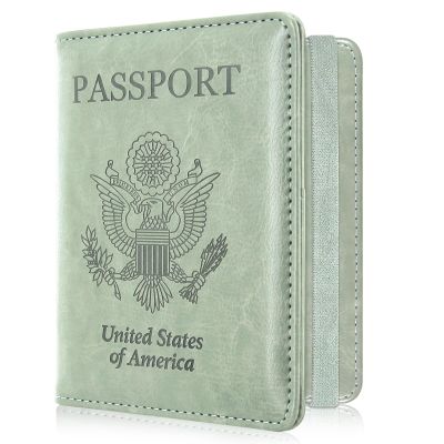 ACdream RFID BLOCKING Passport Holder Travel Wallet, Premium PU Leather Cover Passport Book with Card Holder, Pen Holder, Keep Organization, and Travel Essentials for Women/Men, Agave Green
