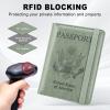 ACdream RFID BLOCKING Passport Holder Travel Wallet, Premium PU Leather Cover Passport Book with Card Holder, Pen Holder, Keep Organization, and Travel Essentials for Women/Men, Agave Green view 3