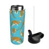 Funny Cartoon Kangaroo Zoo 18oz Insulated Sports Kettle, Outdoor Sport Gym Stainless Steel Water Bottle With Straw Lid view 3