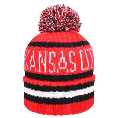 Kansas City Hat City Football Knit Hat Classic Cuff Winter Beanie with Pom Toque Skull Cap Red