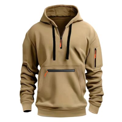 Quarter Zip Pullover Men Long Sleeve Workout Hoodie Vintage Tactical Jacket