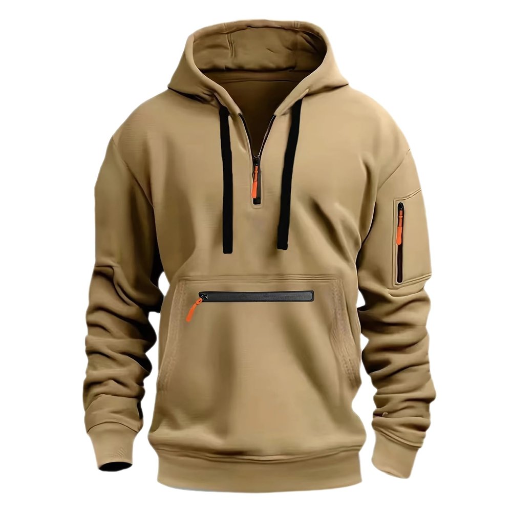 Quarter Zip Pullover Men Long Sleeve Workout Hoodie Vintage Tactical Jacket
