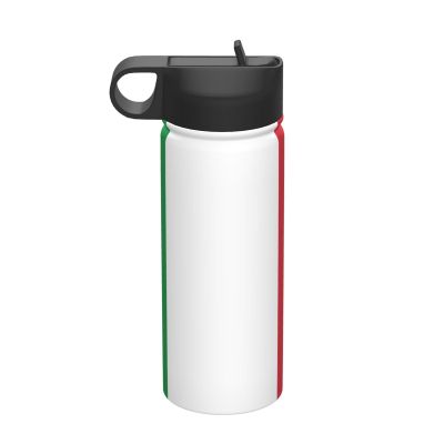 Italian Flag 18oz Insulated Sports Kettle, Outdoor Sport Gym Stainless Steel Water Bottle With Straw Lid