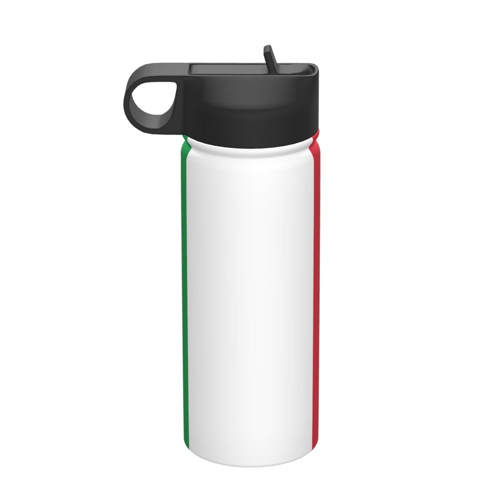 Italian Flag 18oz Insulated Sports Kettle, Outdoor Sport Gym Stainless Steel Water Bottle With Straw Lid