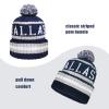 Dallas Hat City Football Knit Classic Cuff Winter Beanie Hat with Pom Toque Skull Cap Navy Blue view 2