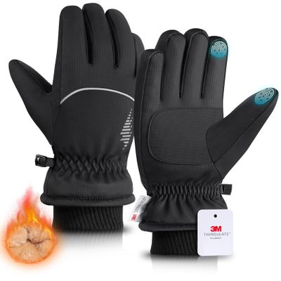 rivmount Waterproof Winter Gloves Women Men, Thermal Ski Gloves for Cold Weather with Warm, Touchscreen, 3M Thinsulate, Windproof for Outdoor, Running, Skiing, Cycling, Working, Snow Size Black S