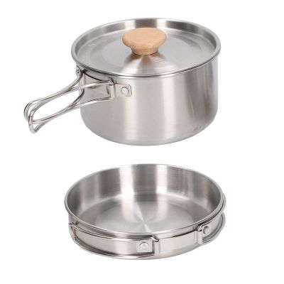 Cooking Pot and Pan Set, 304 Stainless Steel Portable Camping Cookware Mess Kit with Storage Bag for Camping Hiking Backpacking