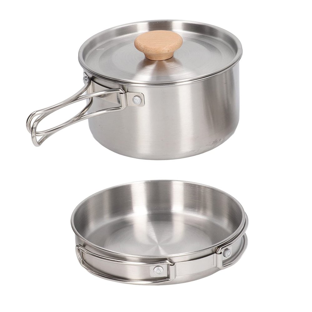 Cooking Pot and Pan Set, 304 Stainless Steel Portable Camping Cookware Mess Kit with Storage Bag for Camping Hiking Backpacking