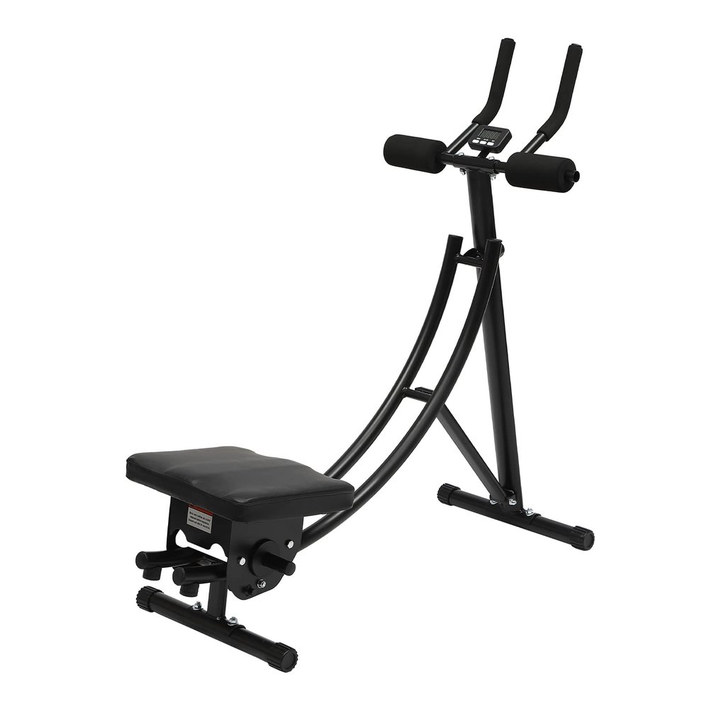 Abdominal Workout Machine, Ab Exercise Machine for Home Use, 40-Degree Arc-Shaped Dual Track for Less Stress on Neck, Back, and Shoulders with LED Display, Ab Fitness Equipment for Strength Training