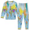 ALAZA World Map Blue 2 Piece Pajama Set Long Sleeve Top and Pants Sleepwear Unisex 6Y view 1
