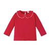 LYSMuch Toddler Baby Girl Long Sleeve Collar Shirt Peter Pan Blouse Lace Undershirt Top Solid Color Clothes5-6T, Red view 1