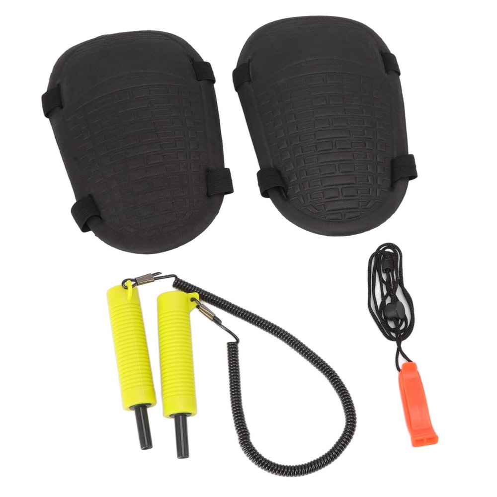 Fishing Ice Picks Set, Ice Fishing Safety Tool Retractable Ice Picks Hard EVA Knee Pads and Non Nuclear Whistle for Outdoor (Yellow)