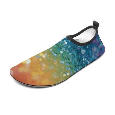 Water Shoes for Women Men Rainbow Glitter Background Water Sports Shoes Slip-on Breathable Lightweight Athletic Aqua Sock 11/12women,9/10men
