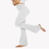 YOLIX Flare Leggings for Women with Pockets - Crossover High Waisted Black Flared Leggings for Yoga Gym Workout view 2