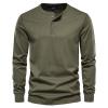 Men Long Sleeve Cotton Henley Shirs Lightweight Casual Soild Button Basic T Shirts Fashion Slim Fit Pullover Top (Medium,Green) view 1