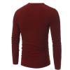 Mens Ribbed Henley T-Shirts Casual Slim Fit Long Sleeve V-Neck Muscle Shirts Lightweight Pullover Sweater (Large,Red) view 2