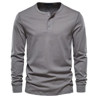 Men Long Sleeve Cotton Henley Shirs Lightweight Casual Soild Button Basic T Shirts Fashion Slim Fit Pullover Top (3X-Large,Dark Grey)