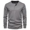 Men Long Sleeve Cotton Henley Shirs Lightweight Casual Soild Button Basic T Shirts Fashion Slim Fit Pullover Top (3X-Large,Dark Grey) view 1