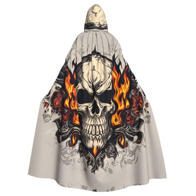 WHJYYXDE fire Skull Printing Halloween hooded cape Hooded Cloak Suitable for cosplay costumes, Christmas parties