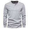 Men Long Sleeve Cotton Henley Shirs Lightweight Casual Soild Button Basic T Shirts Fashion Slim Fit Pullover Top (Medium,Light Grey) view 1