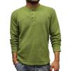 Men Waffle Thermal Henley Shirt Fashion 3-Button Long Sleeve Shirts Casual Pullover Athletic Tee Shirts (Large,Green)