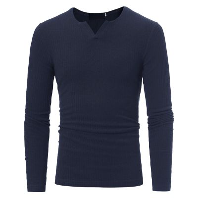 Mens Ribbed Henley T-Shirts Casual Slim Fit Long Sleeve V-Neck Muscle Shirts Lightweight Pullover Sweater (Large,Dark Grey)