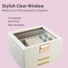 COBOXOY 3 -Layer Jewelry Box with Glass Lid, 2 Drawers Jewelry Organizer for Big and Small Jewelry Storage, Gifts for Women, Girls, Mom, Birthday (White) view 4
