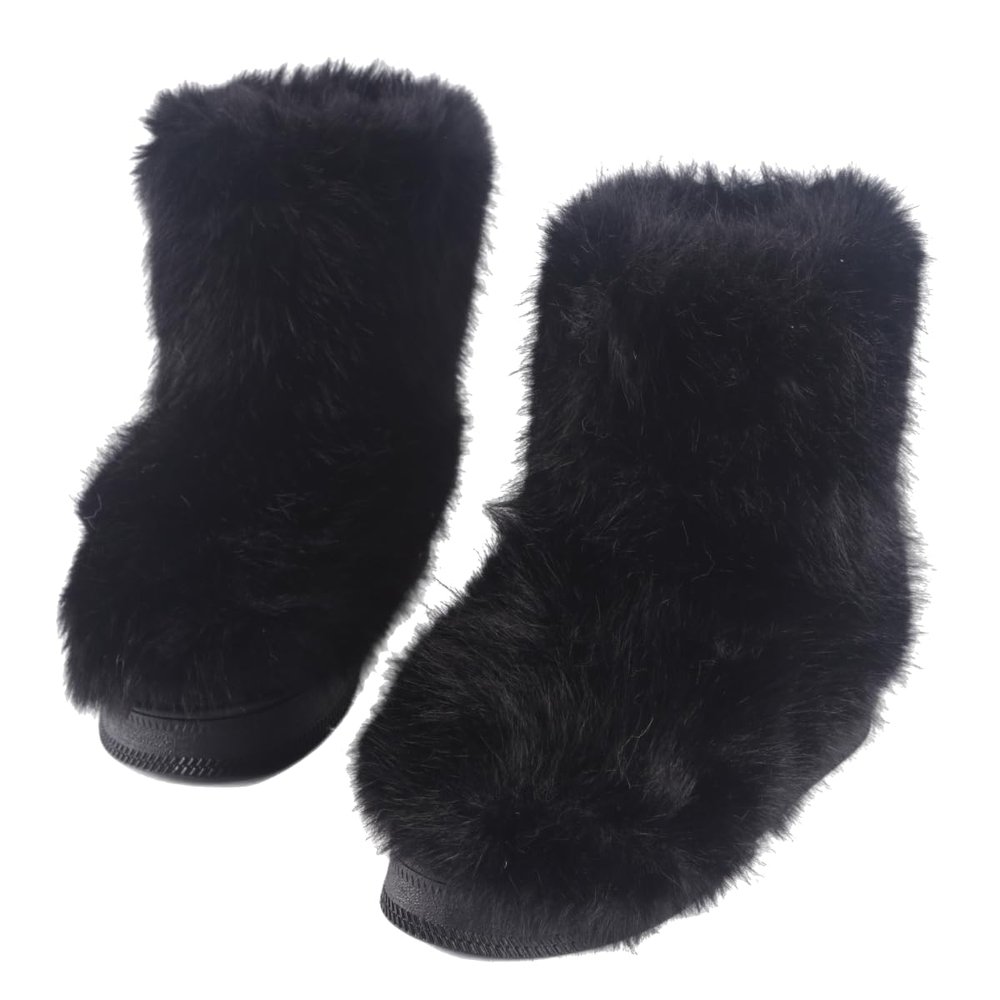 ZJWBB Snow Boots for Women 2024 Fuzzy Fluffy Mid Calf Snow Boots Suede Warm Fur Lined Booties Flat Fashion Boots