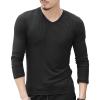 Mens V-Neck Long Sleeve T-Shirts Slim Fit Casual Thermal Workout Shirts Lightweight Soft Baseball Pullover Tops (Large,Black) view 1