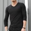 Mens V-Neck Long Sleeve T-Shirts Slim Fit Casual Thermal Workout Shirts Lightweight Soft Baseball Pullover Tops (Large,Black) view 4