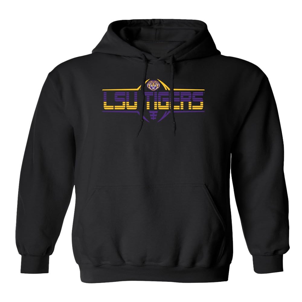 CornBorn LSU Tigers - Hooded Fleece Striped Tigers Football Laces - Black - 5X