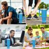 5 PCS Stanley Cup Accessories - Including Water Bottle Silicone Cup Boot for 30/40 oz Tumbler with Handle, 0.4in (10mm) Straw Toppers, Cute Handle Charms (Blue) view 4