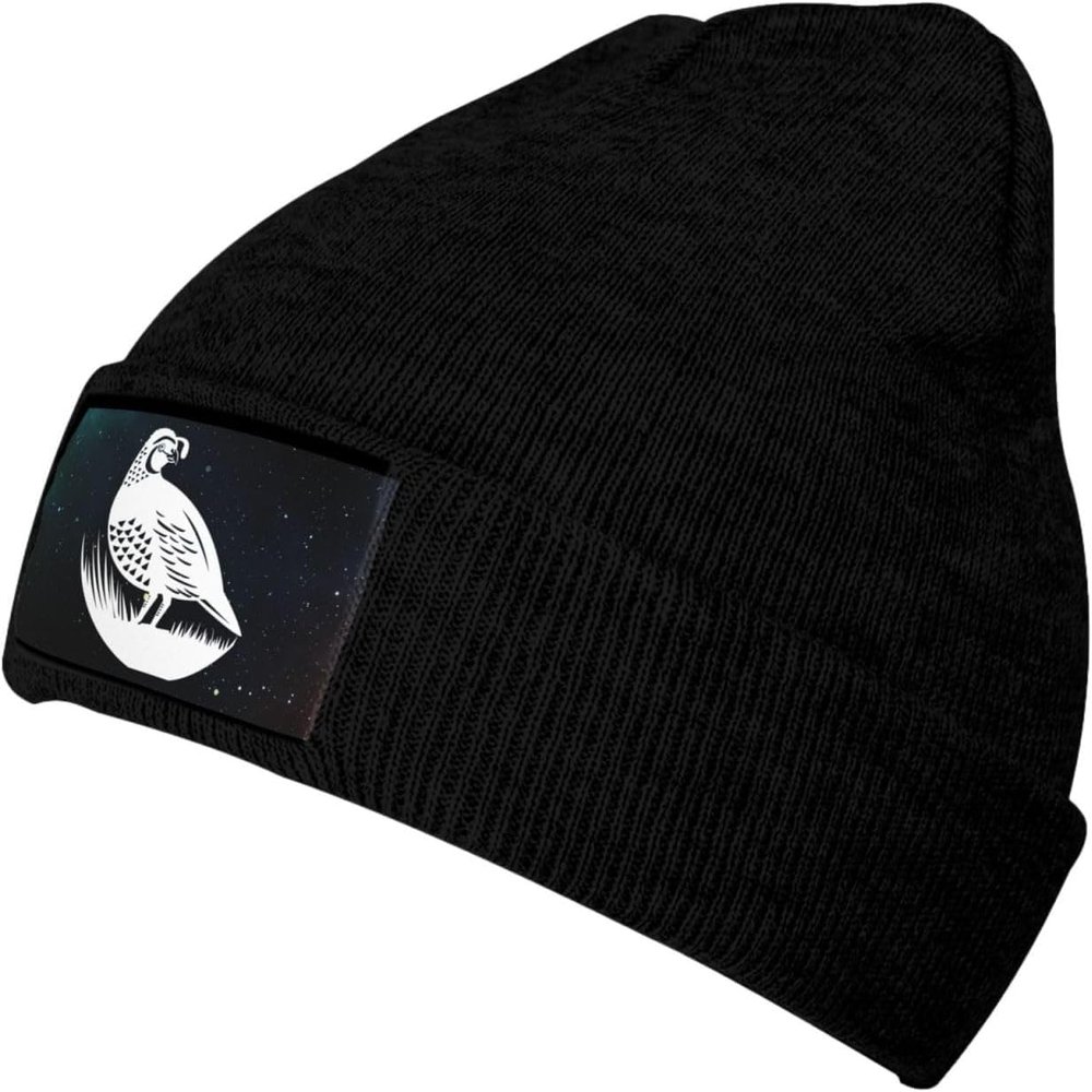 TANGZHONGK Quail Hunting Bird Beanies Hats for Guys, Beanie for Men Women, Knit Hat for Men, Winter Hats for Men Black