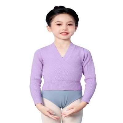 DanceDaily Long Sleeve Dance Sweater Knit for Girls Soft Purple Ballet Sweater for Kids Pullover Dance Sweater Winter