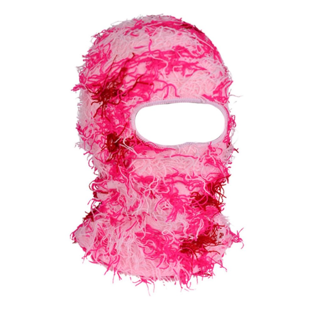 yolrdiw 2 Pieces Winter Distressed Balaclava Knitted Ski Full Face Mask for Women Men Camo Pink