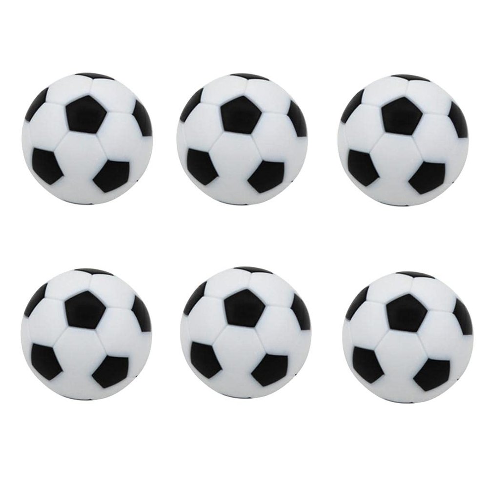 Mini Soccer Balls Set for Tabletop Games Colors, Pack of 6, Black