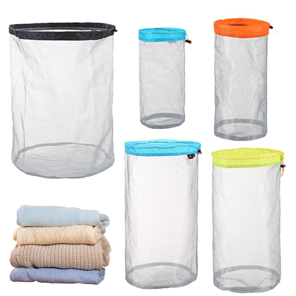 Mesh Stuff Storage Sack - Lightweight Nylon Mesh Drawstring Stuff Bag | Ultraalight Camping Mesh Stuff Storage Bag | Drawstring Storage Bag for Travelling Hiking | Stuff Sack for Camping