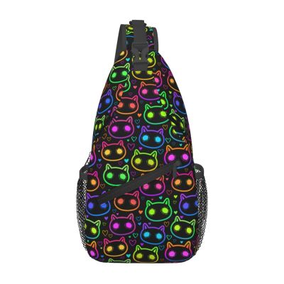 Krirteh Halloween Sling Bag For Women Men Bright Cartoon Cat Chest Bag Adjustable Crossbody Shoulder Bag Sling Backpack Casual Daypack