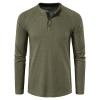 Men's Waffle Crewneck Henley Shirt Lightweight Long Sleeve Stretchy Shirt Classic Pullover Undershirt Sweater (XX-Large,Army Green) view 1