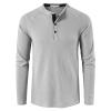 Men's Waffle Crewneck Henley Shirt Lightweight Long Sleeve Stretchy Shirt Classic Pullover Undershirt Sweater (X-Large,Light Grey) view 1